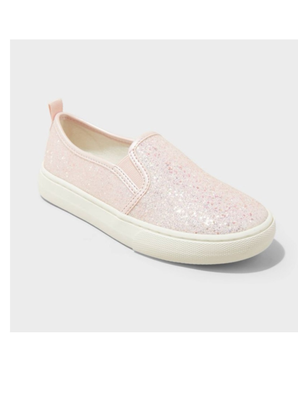 Cat & Jack Girls' Pink Glitter Slip-On Sneakers (147)